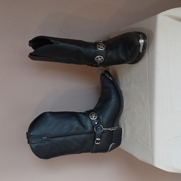 Mens BLACK 11D COWBOY BOOTS WITH CHAINS USED main image 5